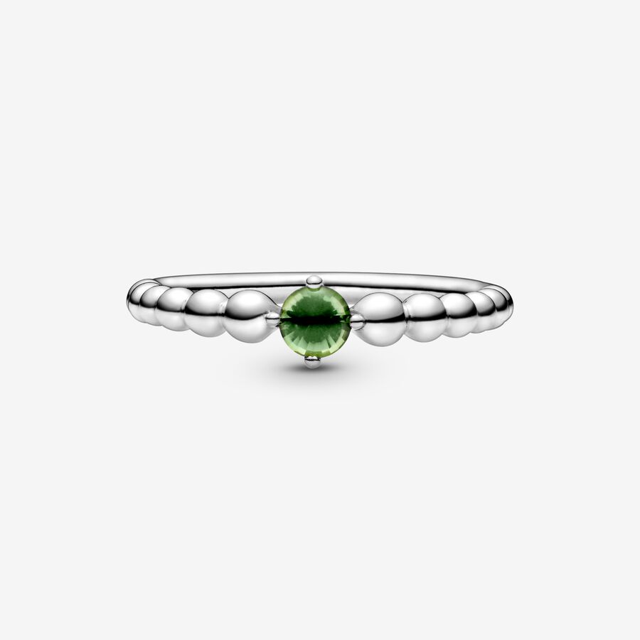 Pandora August Spring Green Beaded Födelsesten Silver | 673FIMGXP