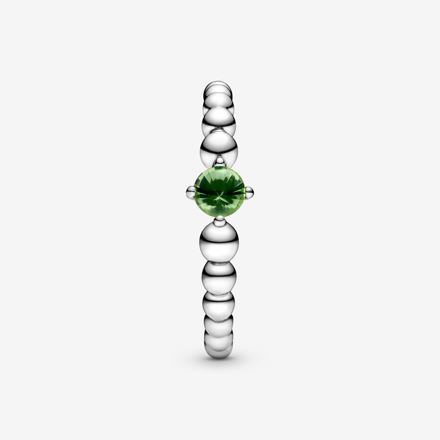 Pandora August Spring Green Beaded Födelsesten Silver | 673FIMGXP