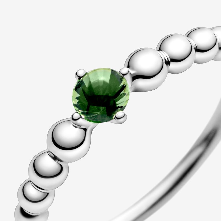 Pandora August Spring Green Beaded Födelsesten Silver | 673FIMGXP