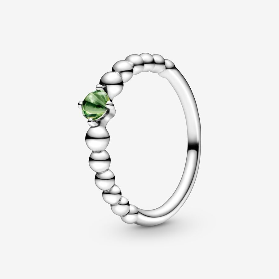 Pandora August Spring Green Beaded Födelsesten Silver | 673FIMGXP