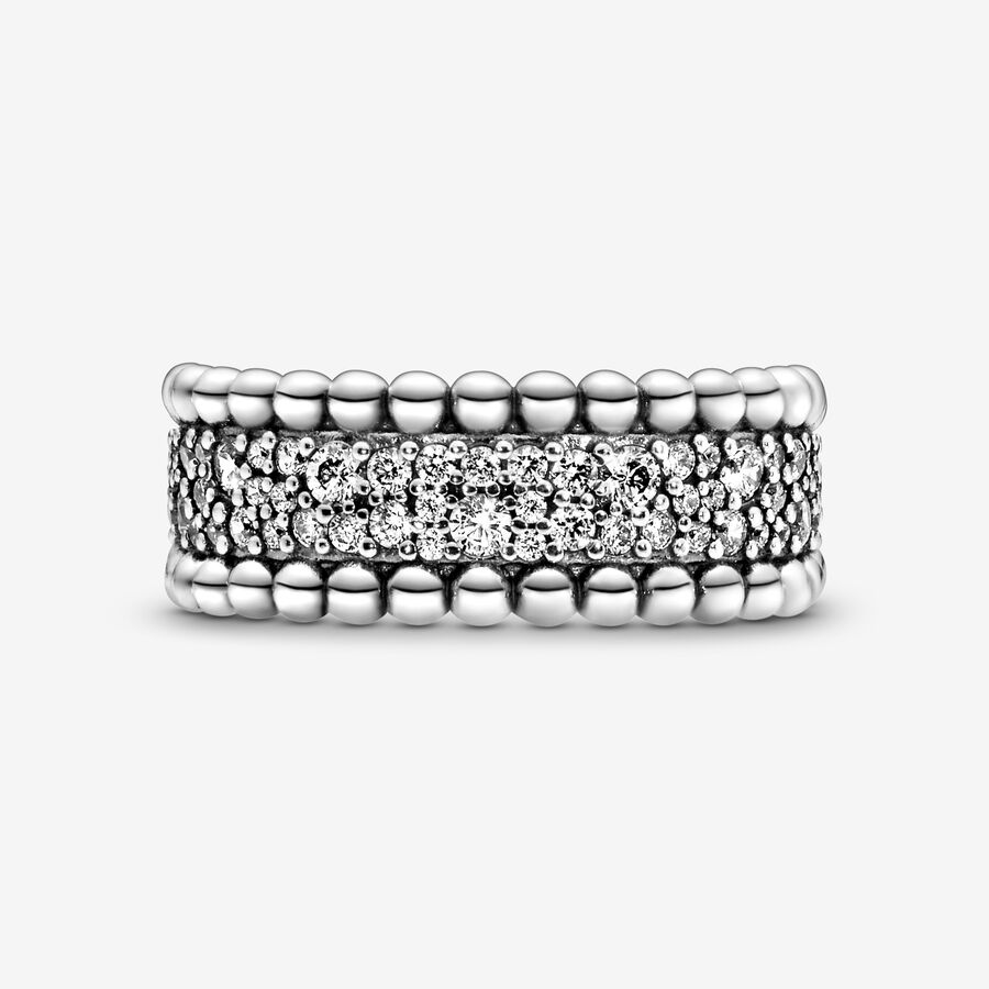 Pandora Beaded Pave Band Silver | 605EYGCVM