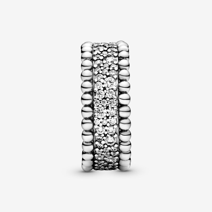 Pandora Beaded Pave Band Silver | 605EYGCVM