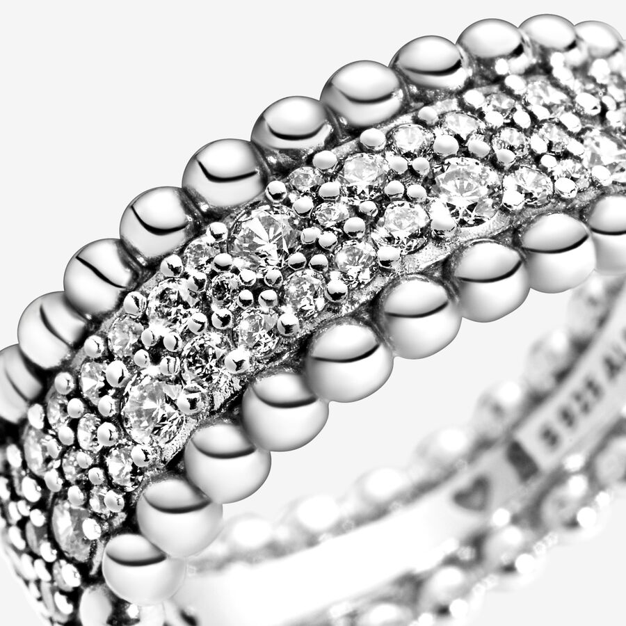 Pandora Beaded Pave Band Silver | 605EYGCVM