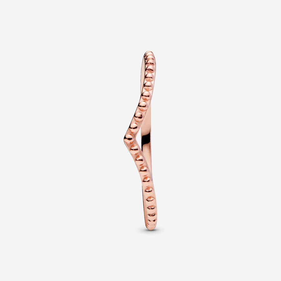 Pandora Beaded Wishbone Stapelbar Rosa Guld | 827FDBKUX