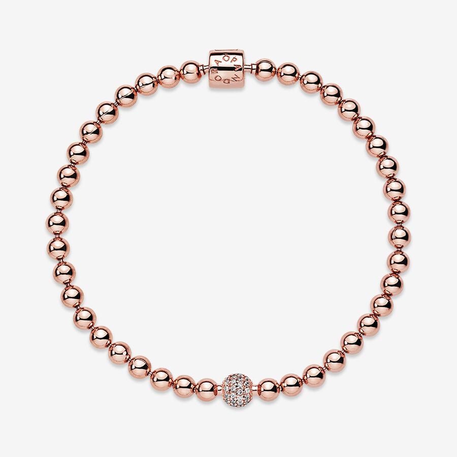 Pandora Beads & Pave Non-Charms Rosa Guld | 061PKFAZB