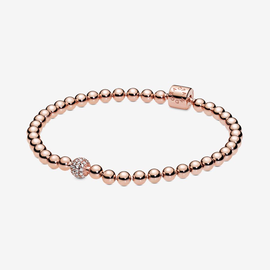 Pandora Beads & Pave Non-Charms Rosa Guld | 061PKFAZB