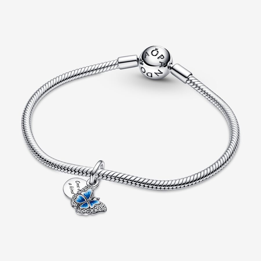 Pandora Blue Butterfly & Quote Double Berlocker Silver | 249ZJBVIS