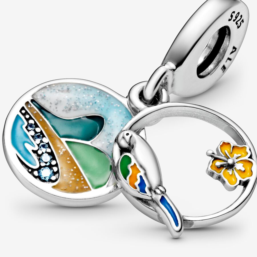 Pandora Brazil Beach & Parrot Dingla Silver | 826QRPAVL