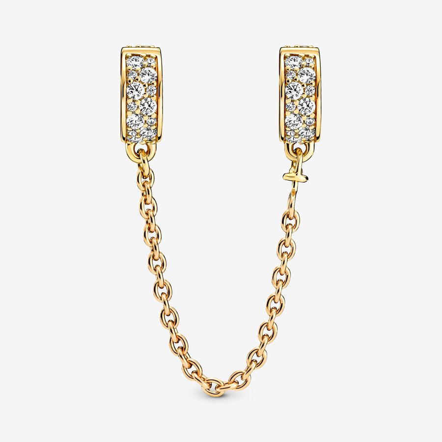 Pandora Clear Pave Clip Safety Guld | 021KZNOYV