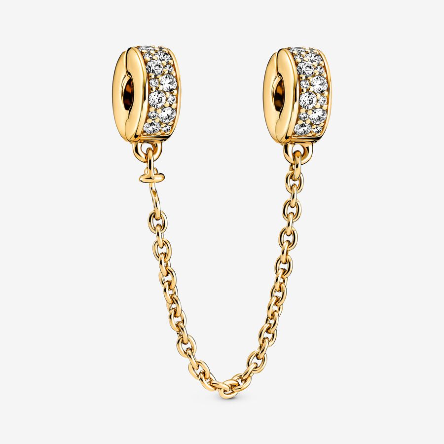 Pandora Clear Pave Clip Safety Guld | 021KZNOYV