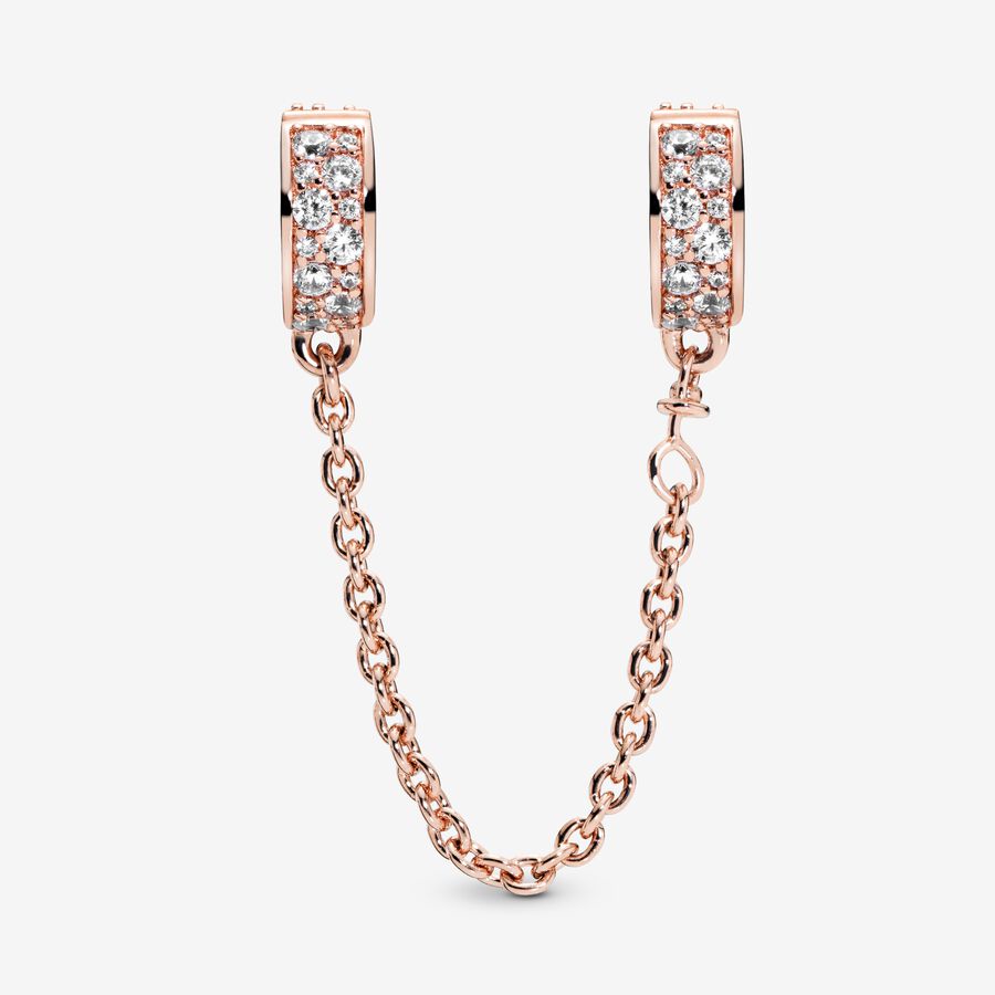 Pandora Clear Pave Clip Safety Rosa Guld | 135PYQKUD