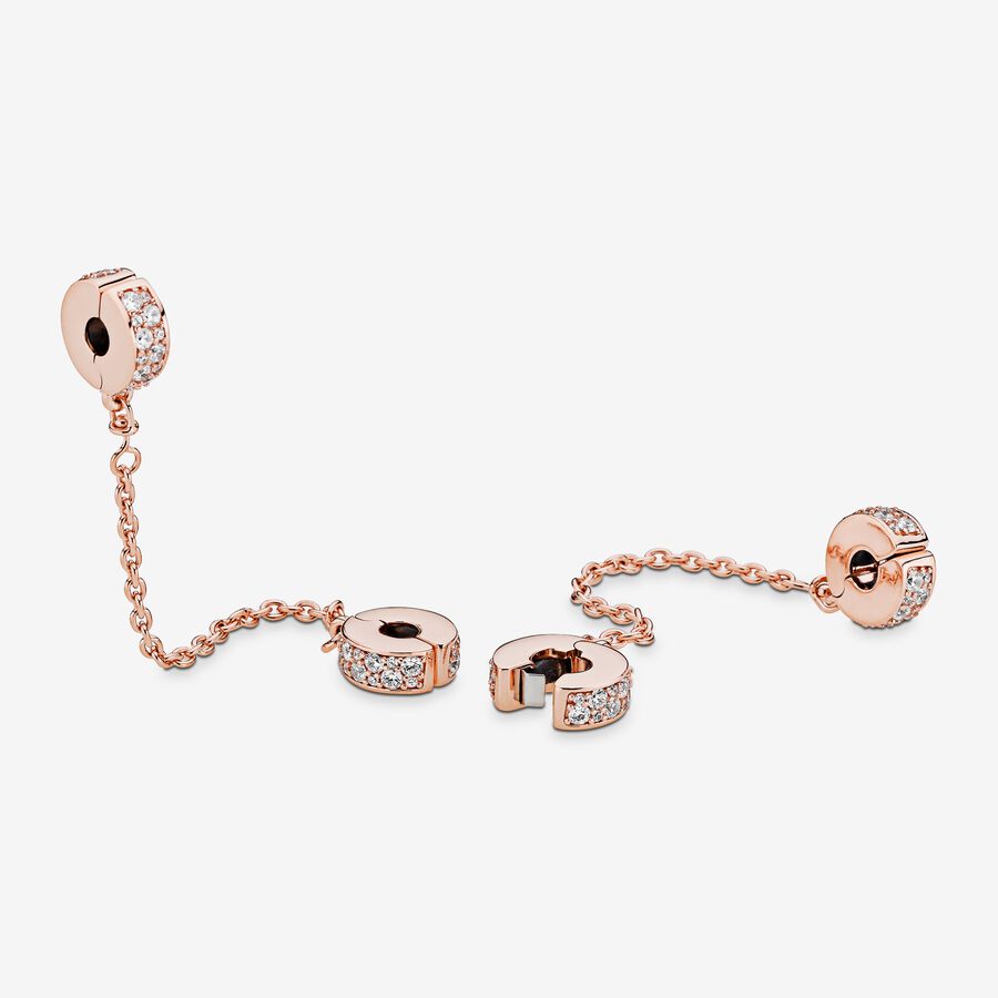 Pandora Clear Pave Clip Safety Rosa Guld | 135PYQKUD