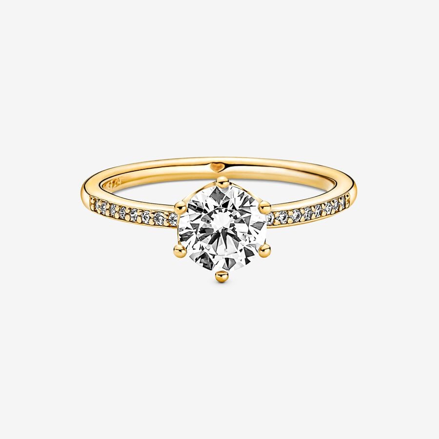 Pandora Clear Sparkling Crown Hjärta Guld | 617LPCQGB