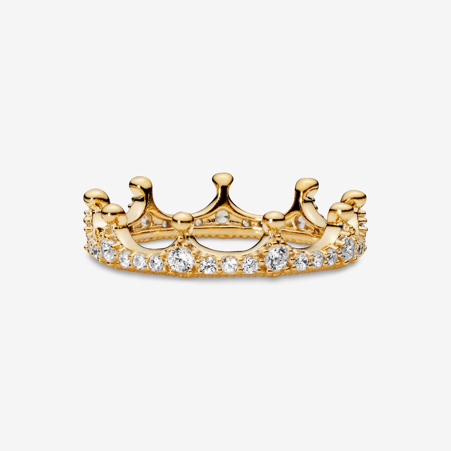 Pandora Clear Sparkling Crown Stapelbar Guld | 632VYNBOI