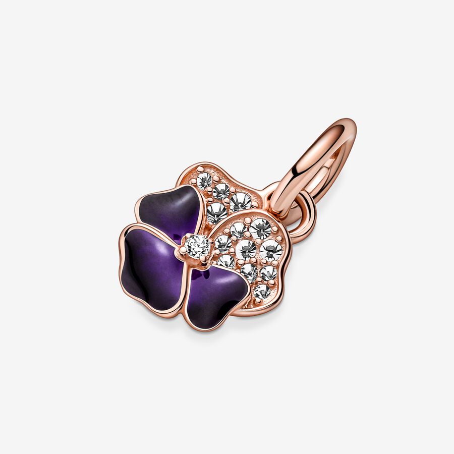 Pandora Deep Purple Pansy Flower Dingla Rosa Guld | 970ABFEDI