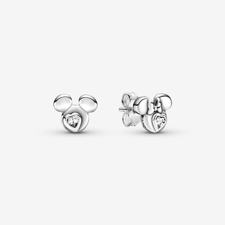 Pandora Disney Mickey Mouse & Minnie Mouse Silhouette Hingst Silver | 208IJXGQW