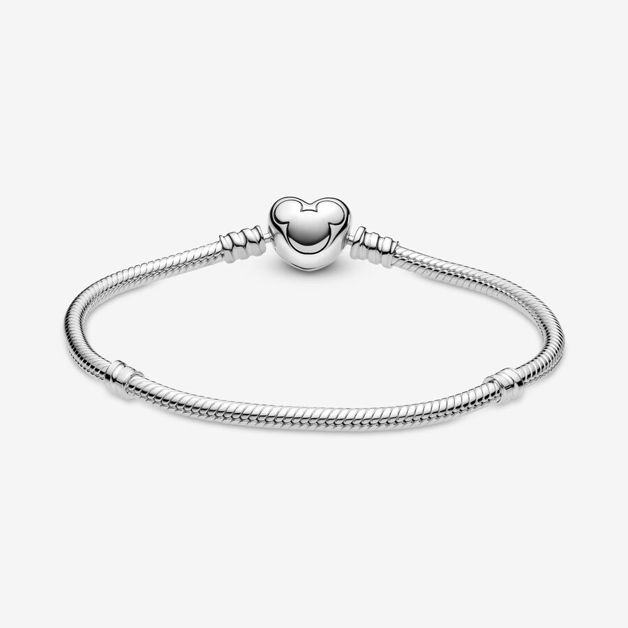 Pandora Disney Moments Mickey Mouse Clasp Snake Kedja Silver | 425CPDQAK