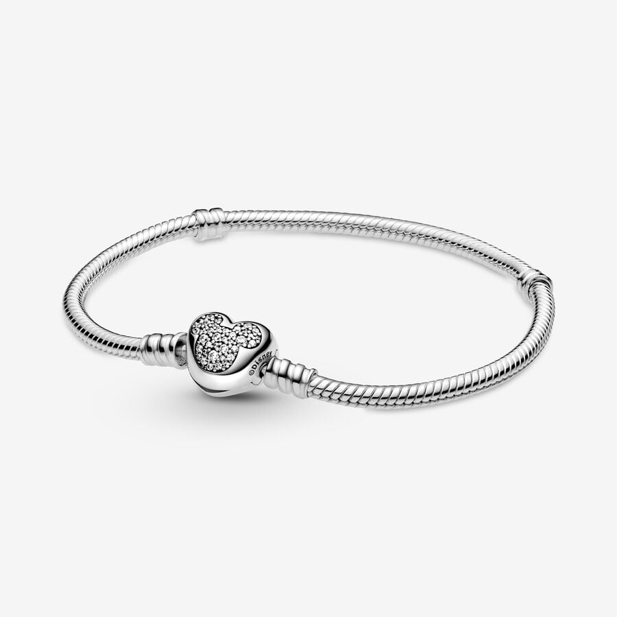 Pandora Disney Moments Mickey Mouse Clasp Snake Kedja Silver | 425CPDQAK