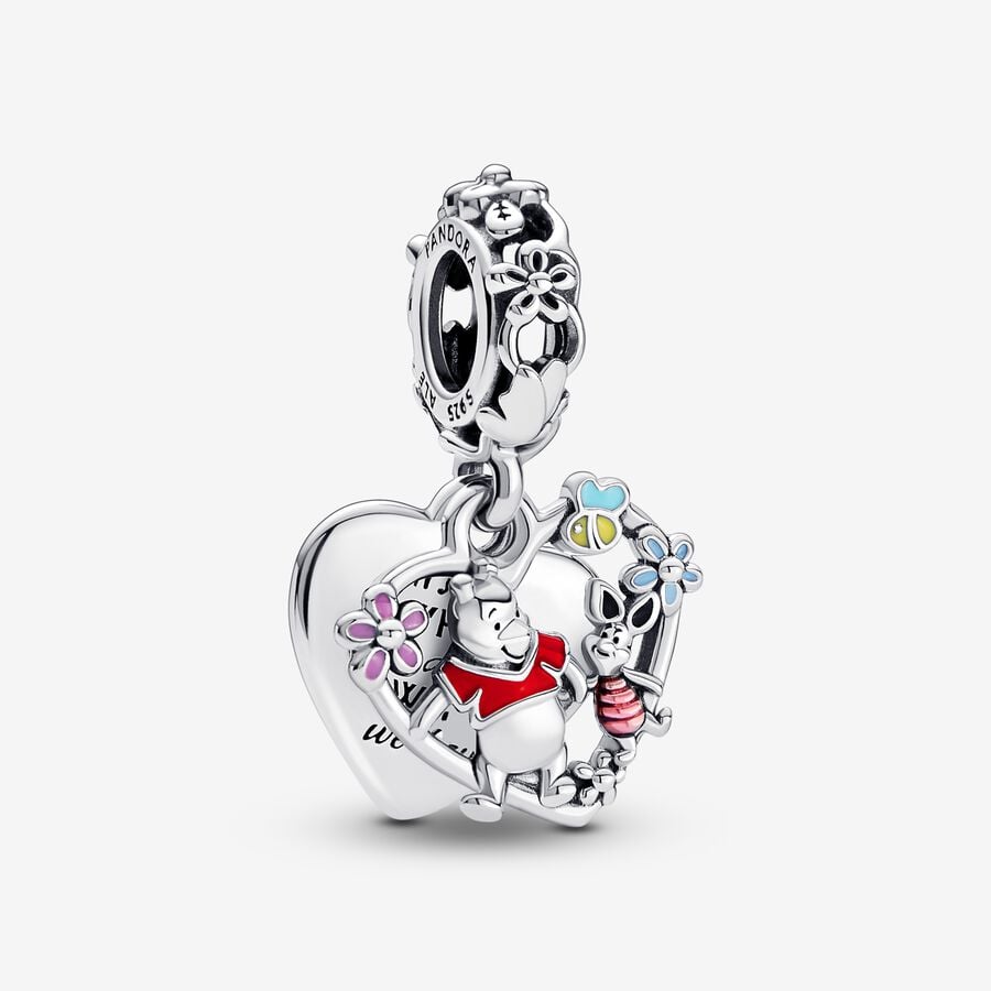 Pandora Disney Winnie the Pooh & Piglet Double Dingla Silver | 496PLYGIE