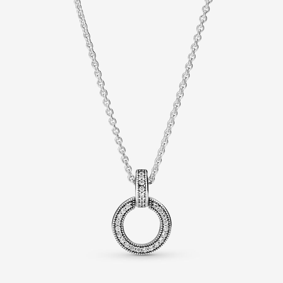 Pandora Double Circle Halsband & Örhängen Set Olika Färger | 958OFXTKM