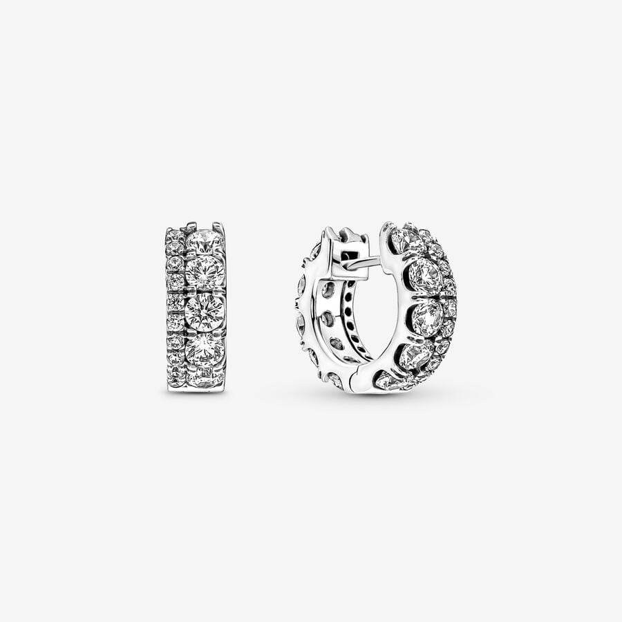 Pandora Double Pave Ring Silver | 639KJHRYM