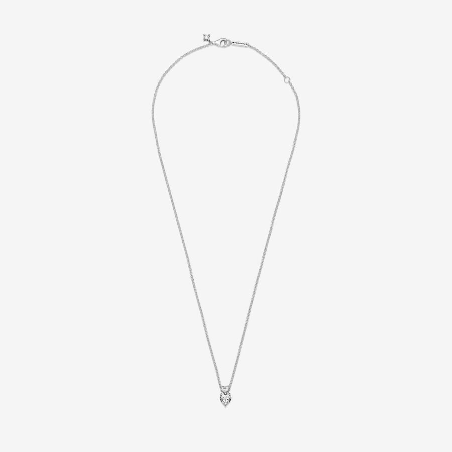 Pandora Double Sparkling Collier Hängen Silver | 508LAQMOH