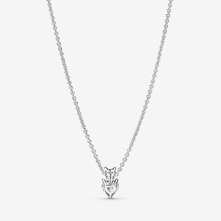 Pandora Double Sparkling Collier Hängen Silver | 508LAQMOH