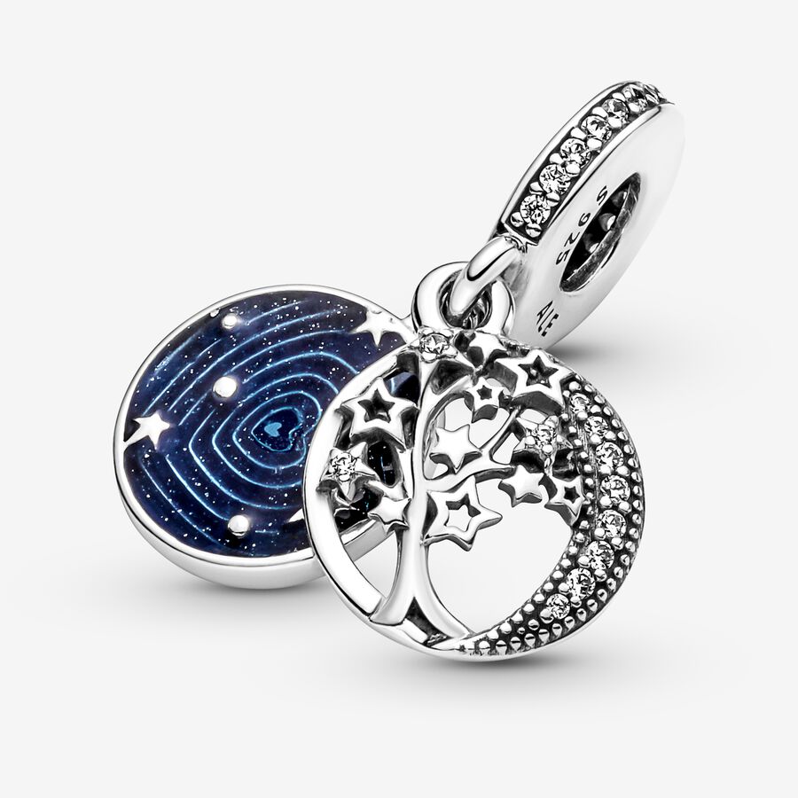 Pandora Double Tree & Galaxy Moon Dingla Silver | 384ETRWQC