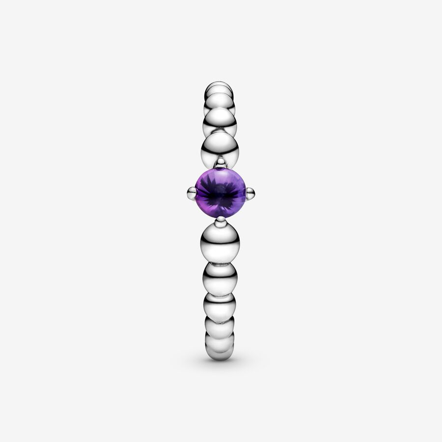 Pandora February Purple Beaded Födelsesten Silver | 531UHXISR