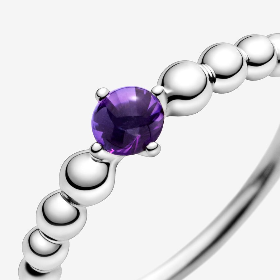 Pandora February Purple Beaded Födelsesten Silver | 531UHXISR