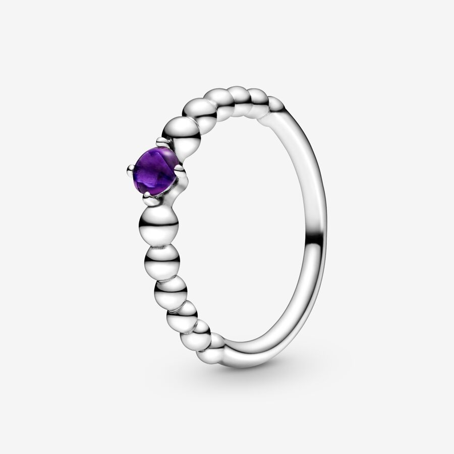 Pandora February Purple Beaded Födelsesten Silver | 531UHXISR