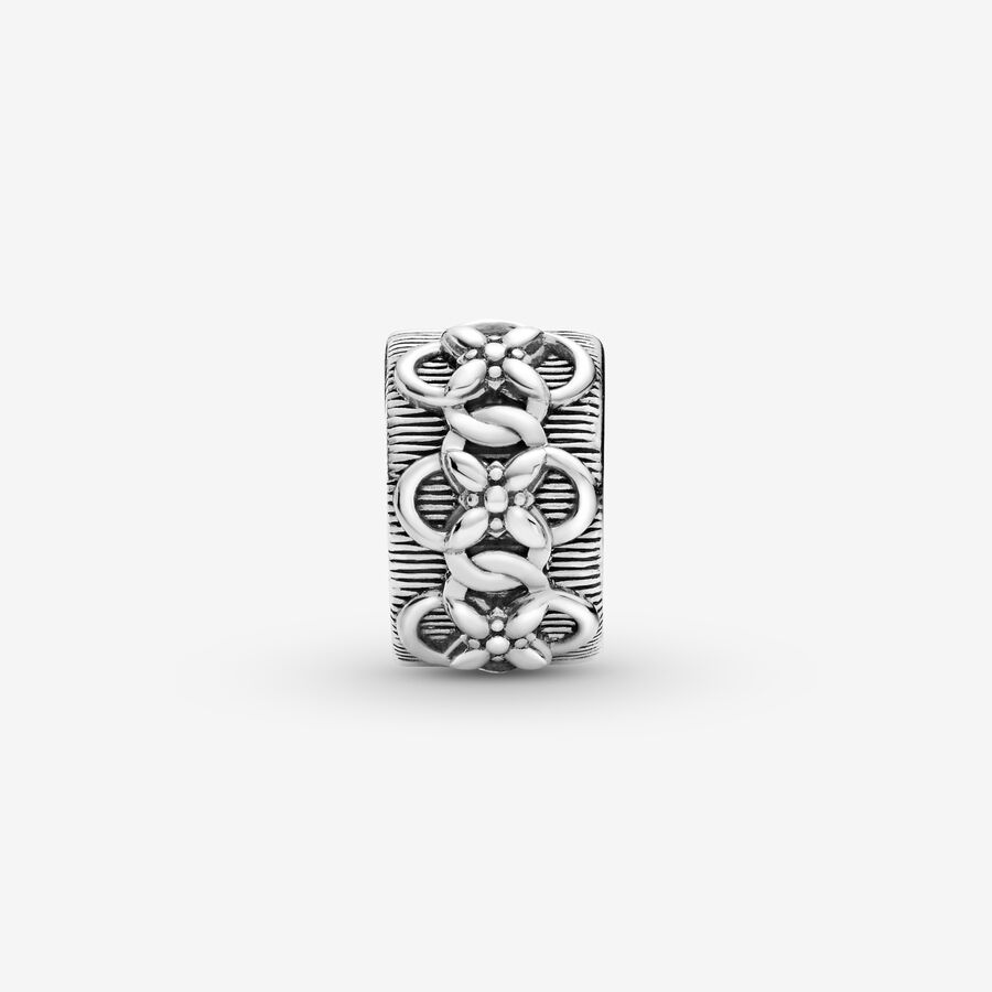 Pandora Flower Pattern Clip Clips Silver | 428VAHZUT