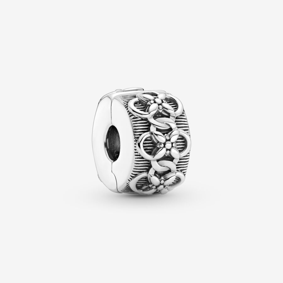 Pandora Flower Pattern Clip Clips Silver | 428VAHZUT