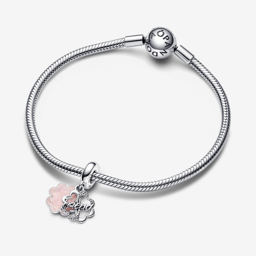 Pandora Four-leaf Clover Friendship Double Dingla Silver | 973ZKIBPG