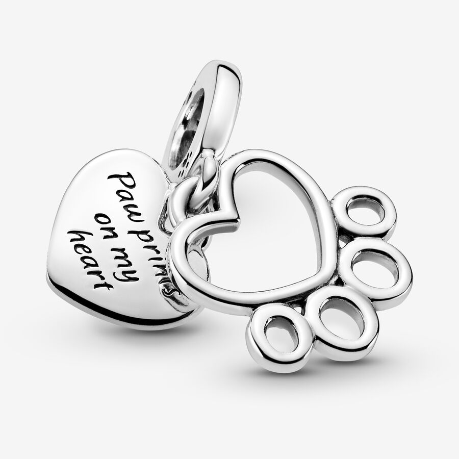 Pandora Hearts & Paw Print Dingla Silver | 956CSYWXJ