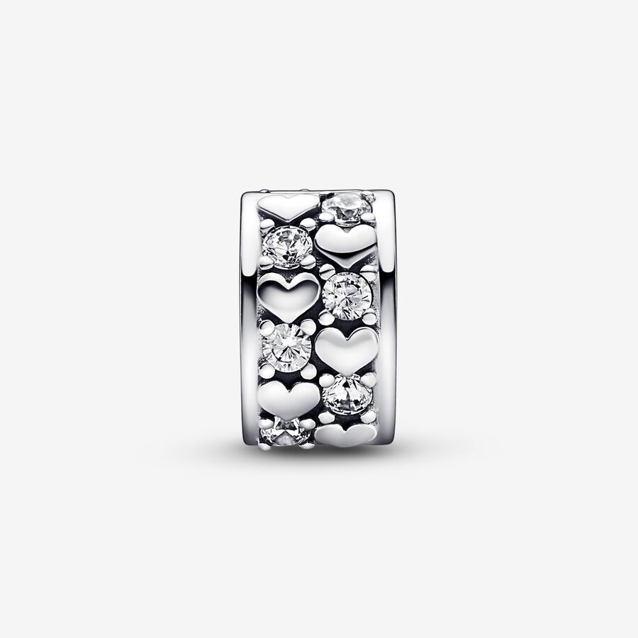 Pandora Infinite Hearts Sparkling Clip Clips Silver | 625HADQFT