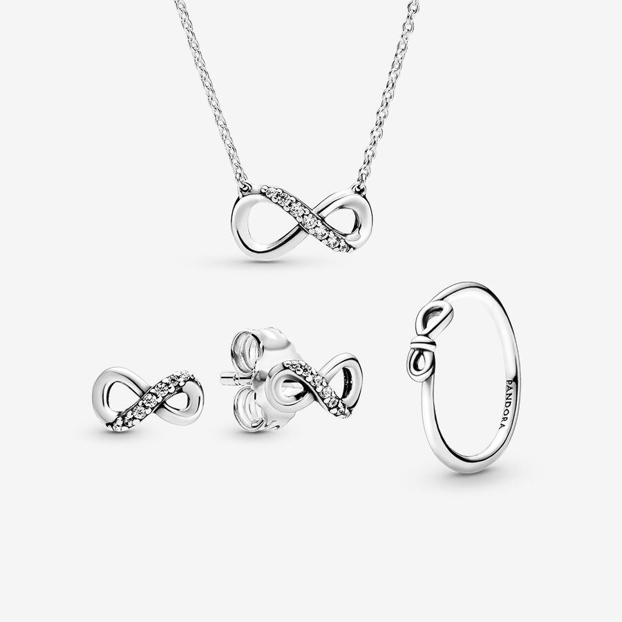 Pandora Infinite Love Halsband & Örhängen Set Silver | 521ELYFPR