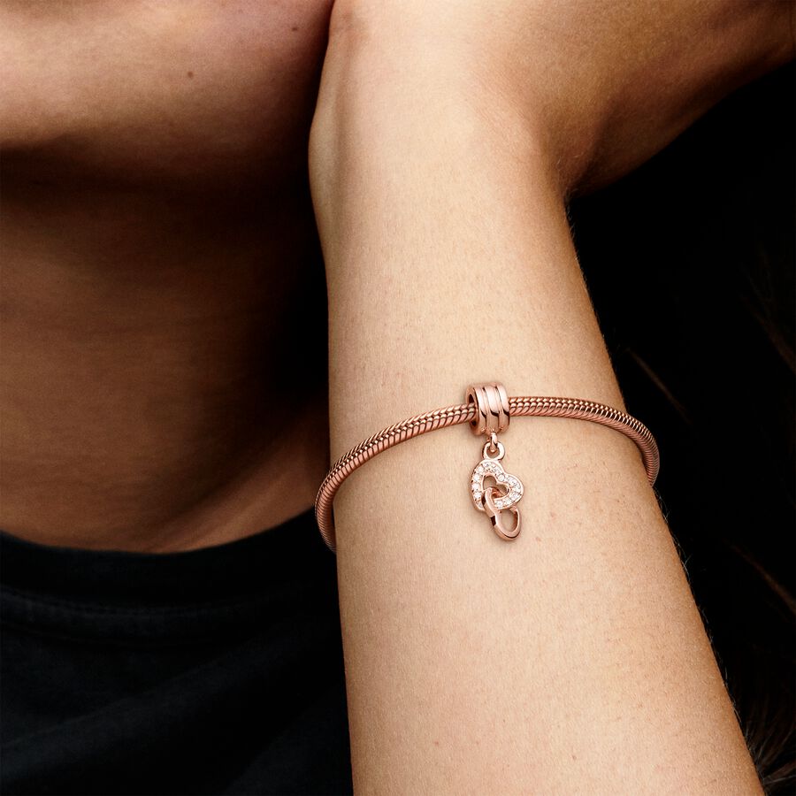 Pandora Interlocking Hearts Dingla Rosa Guld | 410FLUDNJ