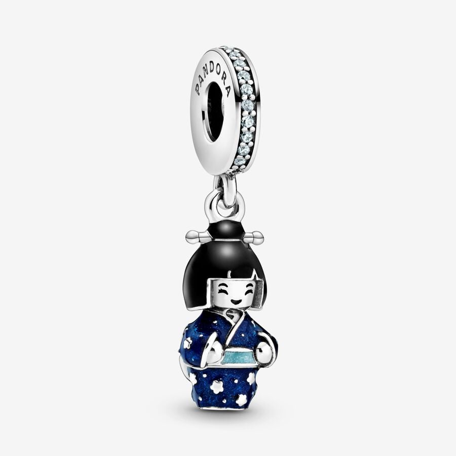 Pandora Japanese Doll in Blue Kimono Dingla Silver | 653LXQHFU