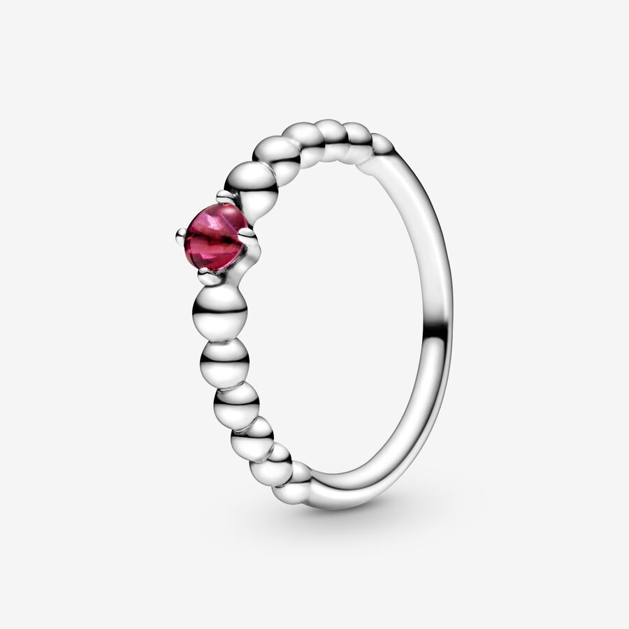 Pandora July Blazing Red Beaded Födelsesten Silver | 318PUOEXA