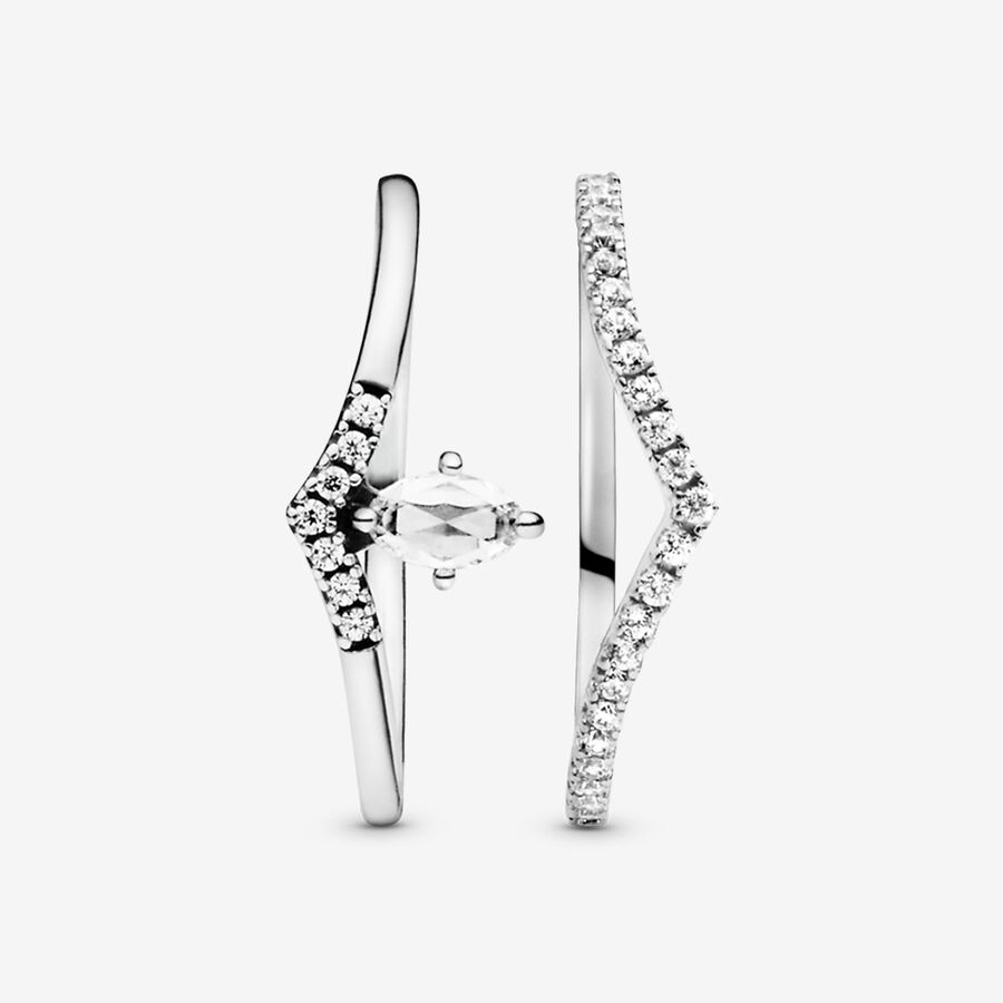 Pandora Klassiska Wishbone Stacking Ring Uppsättningar Olika Färger | 450MIJTOH