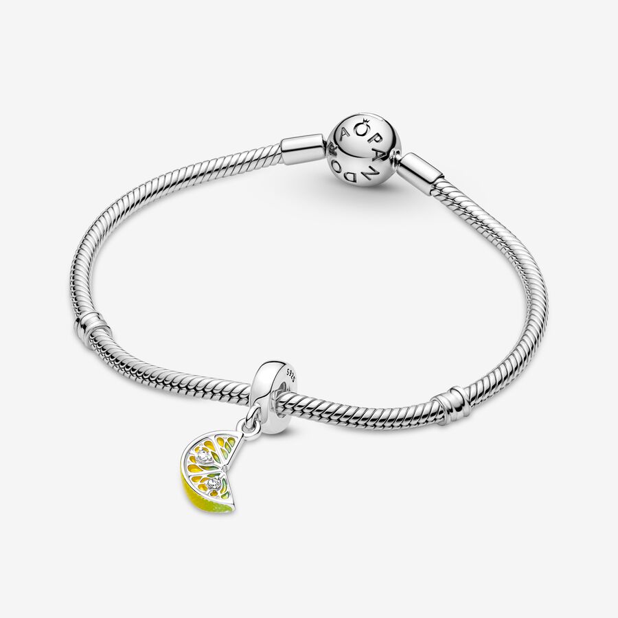 Pandora Lemon Slice Sparkling Fruit Dingla Silver | 168RVXTPY