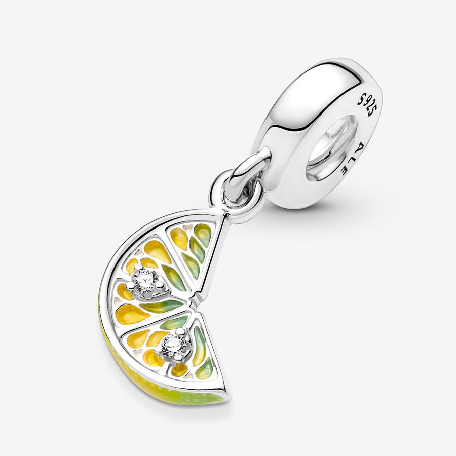 Pandora Lemon Slice Sparkling Fruit Dingla Silver | 168RVXTPY