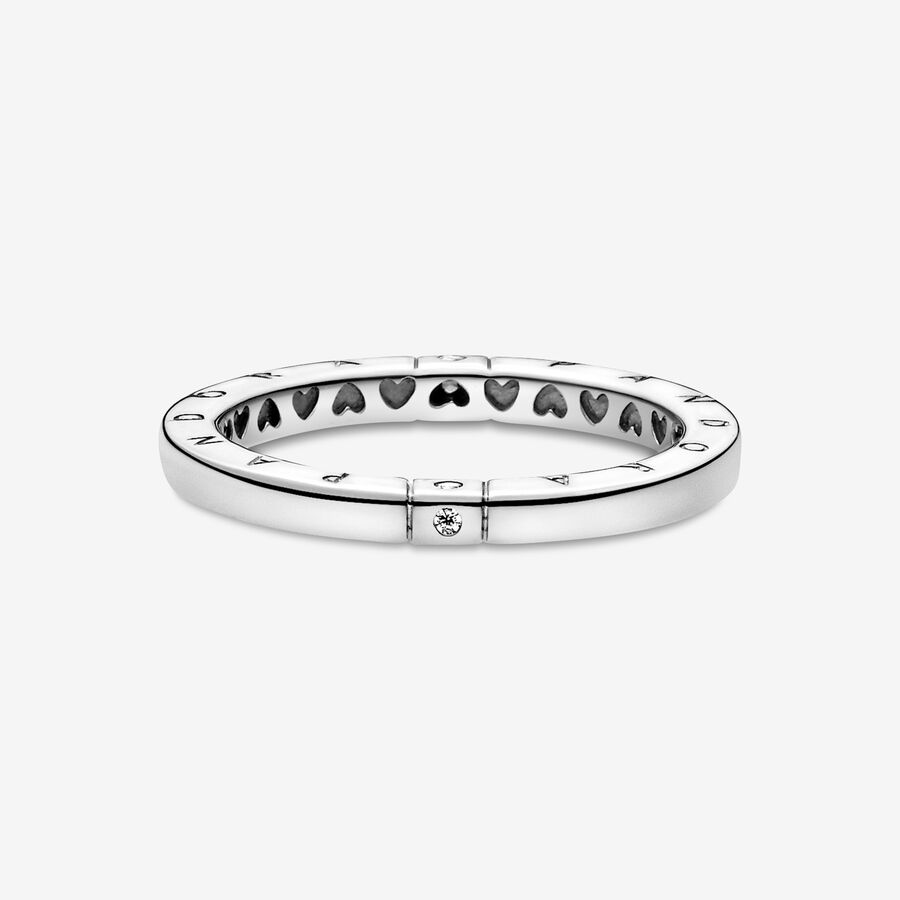 Pandora Logo & Hearts Stapelbar Silver | 741LOUBIX