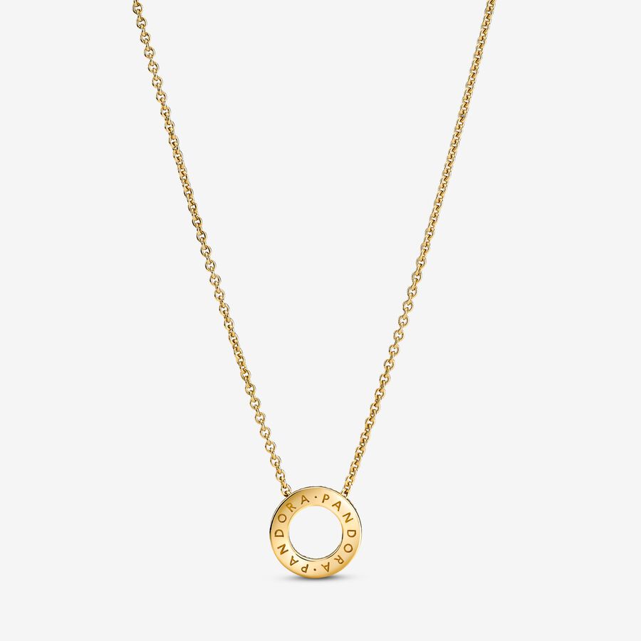 Pandora Logo Pave Circle Collier Hängen Guld | 493IHVOSE