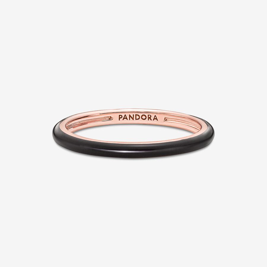 Pandora ME Black Enamel Stapelbar Rosa Guld | 493SQKOYN