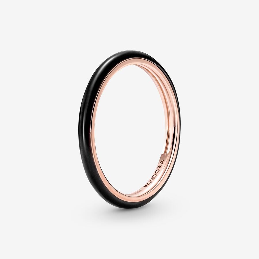 Pandora ME Black Enamel Stapelbar Rosa Guld | 493SQKOYN