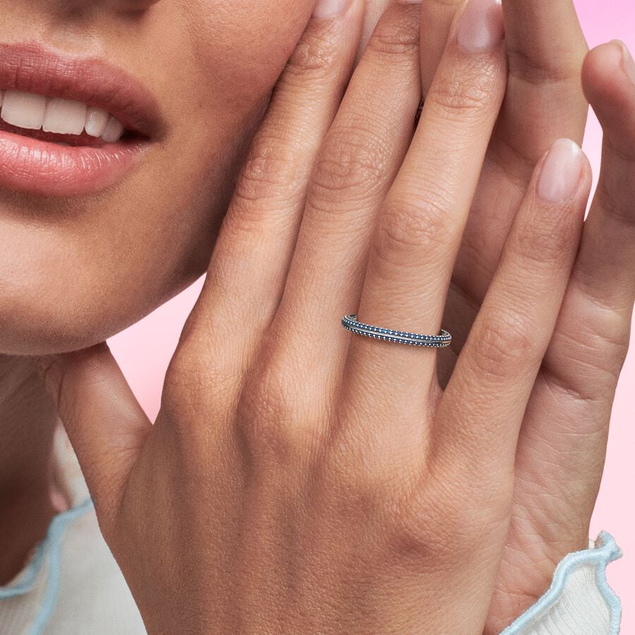 Pandora ME Blue Pave Band Silver | 730ERFBYN