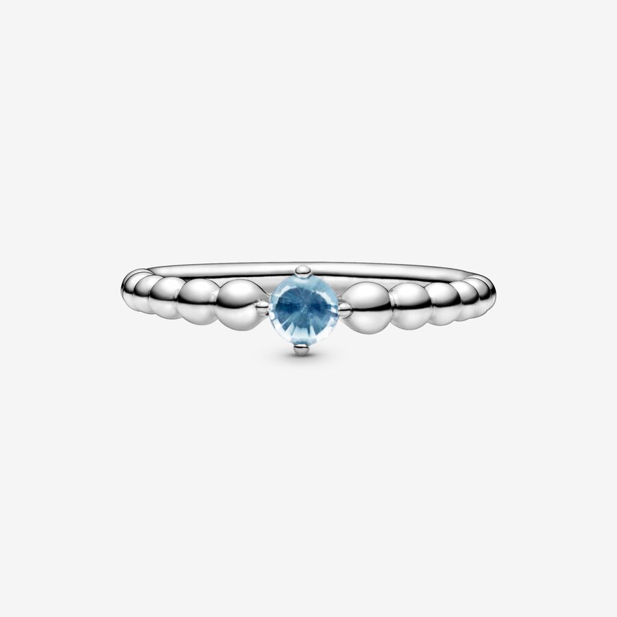 Pandora March Aqua Blue Beaded Födelsesten Silver | 758HDQRXV