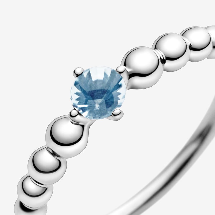 Pandora March Aqua Blue Beaded Födelsesten Silver | 758HDQRXV